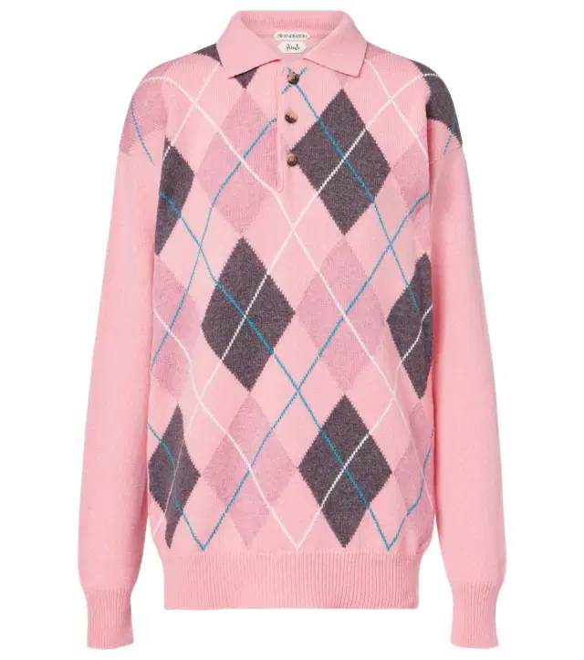 Argyle wool polo sweater