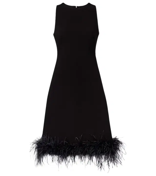 Semito feather-trimmed midi dress
