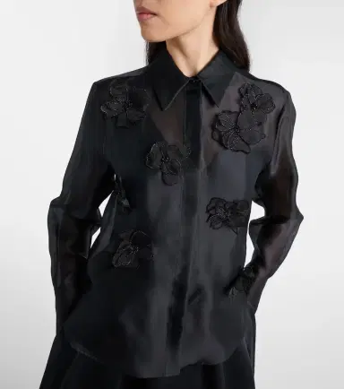 Max Mara Agi embellished floral-appliqué silk blouse | Thumbnail 3 Max Mara Agi embellished floral-appliqué silk blouse | Thumbnail 3