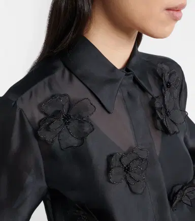 Max Mara Agi embellished floral-appliqué silk blouse | Thumbnail 6 Max Mara Agi embellished floral-appliqué silk blouse | Thumbnail 6