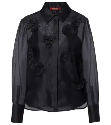 Max Mara Agi embellished floral-appliqué silk blouse | Thumbnail 1 Max Mara Agi embellished floral-appliqué silk blouse | Thumbnail 1