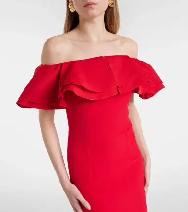 Safiyaa Ryan ruffled off-shoulder crêpe gown | Thumbnail 4