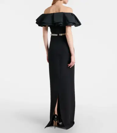 Safiyaa Ryan crystal-embellished ruffled crêpe gown | Thumbnail 2