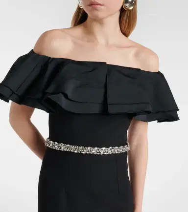 Safiyaa Ryan crystal-embellished ruffled crêpe gown | Thumbnail 3