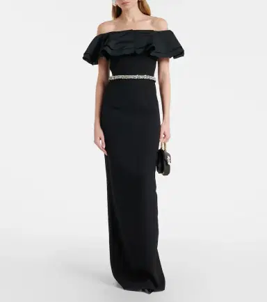 Safiyaa Ryan crystal-embellished ruffled crêpe gown | Thumbnail 5