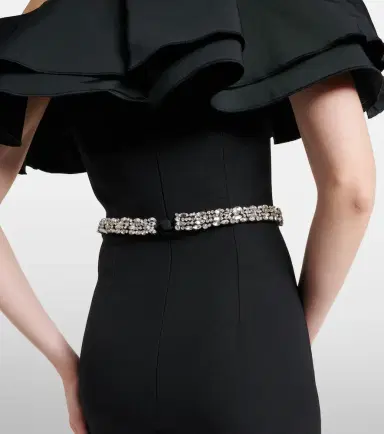Safiyaa Ryan crystal-embellished ruffled crêpe gown | Thumbnail 6