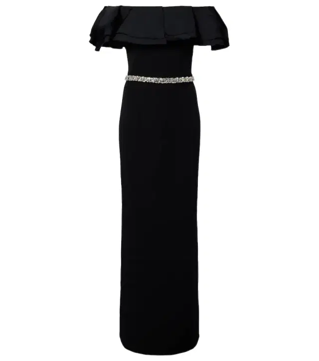 Safiyaa Ryan crystal-embellished ruffled crêpe gown