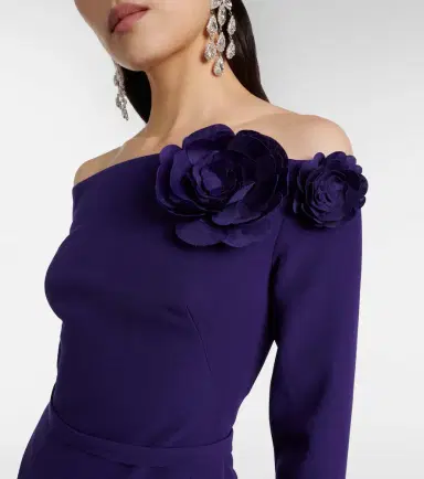 Safiyaa Jay floral-appliqué crêpe midi dress | Thumbnail 5 Safiyaa Jay floral-appliqué crêpe midi dress | Thumbnail 5