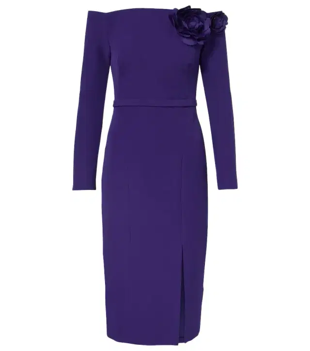 Safiyaa Jay floral-appliqué crêpe midi dress