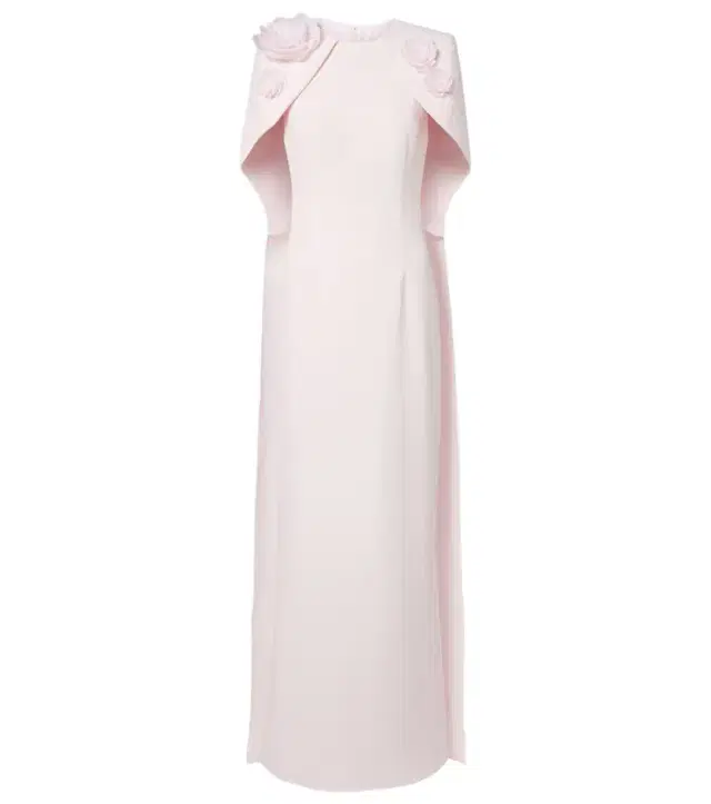 Safiyaa Lennox floral-appliqué caped crêpe gown