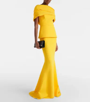 Safiyaa Loura off-shoulder crêpe gown | Thumbnail 3 Safiyaa Loura off-shoulder crêpe gown | Thumbnail 3
