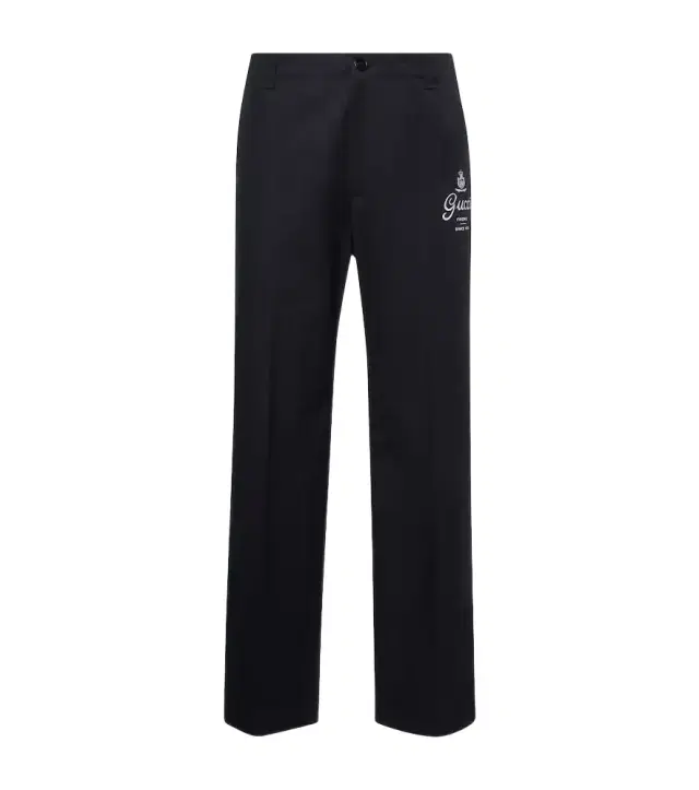 Printed cotton twill straight pants