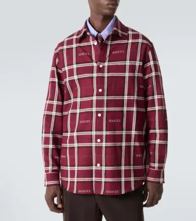 Gucci Script plaid cotton jacquard shirt | Thumbnail 6