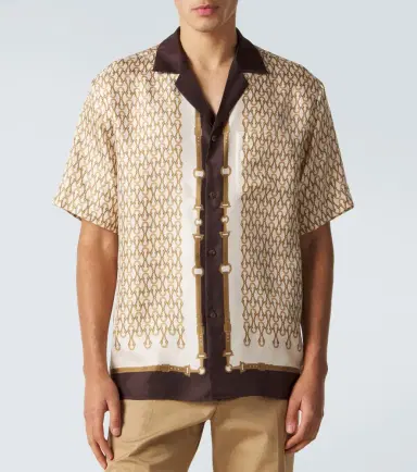 Gucci Printed silk twill bowling shirt | Thumbnail 2