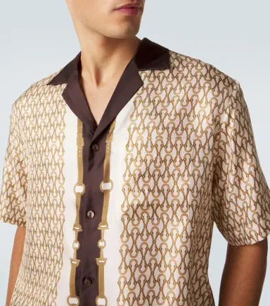 Gucci Printed silk twill bowling shirt | Thumbnail 4