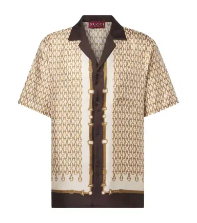 Gucci Printed silk twill bowling shirt | Thumbnail 1