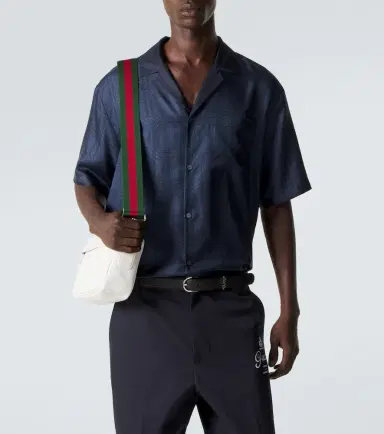 Gucci Interlocking G silk twill bowling shirt | Thumbnail 4