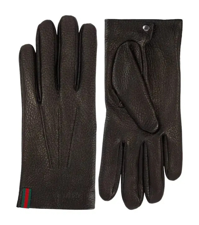 Web Stripe leather gloves