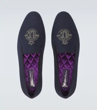 Ralph Lauren Purple Label Alonzo embroidered linen loafers | Thumbnail 2