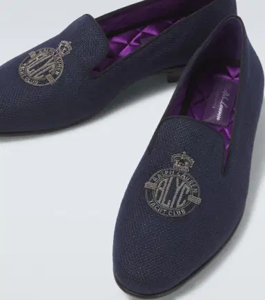 Ralph Lauren Purple Label Alonzo embroidered linen loafers | Thumbnail 6
