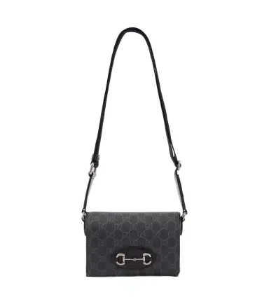 Gucci GG Supreme leather-trimmed canvas crossbody bag | Thumbnail 1