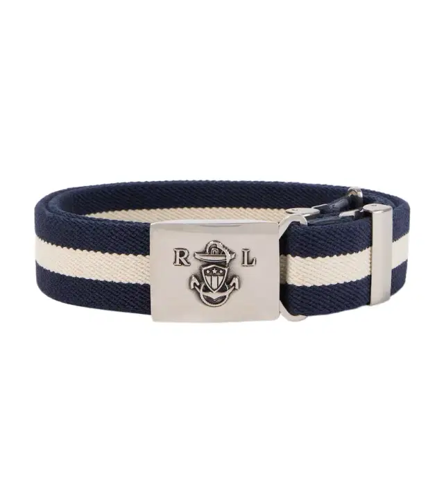 Ralph Lauren Purple Label Striped leather-trimmed belt