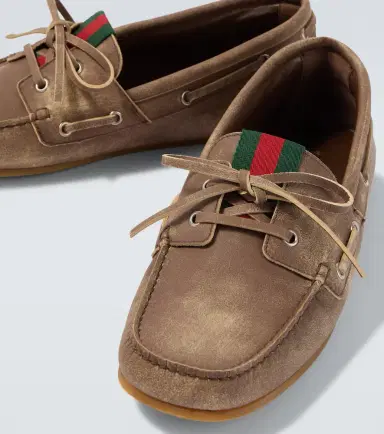 Gucci Web Stripe leather boat shoes | Thumbnail 2 Gucci Web Stripe leather boat shoes | Thumbnail 2