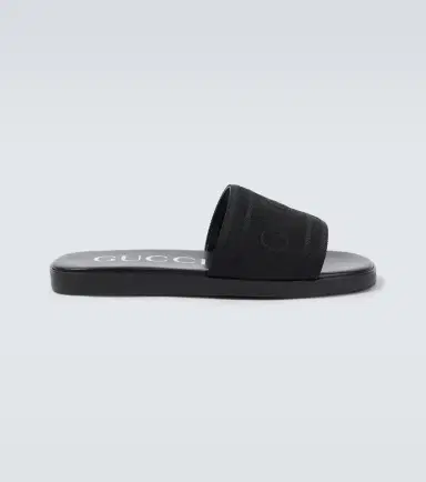 Gucci Logo canvas and leather slides | Thumbnail 3