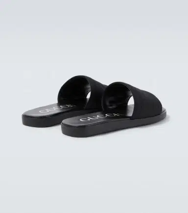 Gucci Logo canvas and leather slides | Thumbnail 4