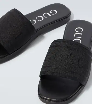 Gucci Logo canvas and leather slides | Thumbnail 5
