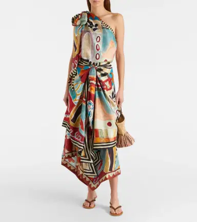 ALÉMAIS Alémais x LRNCE Michelle one-shoulder silk midi dress | Thumbnail 4