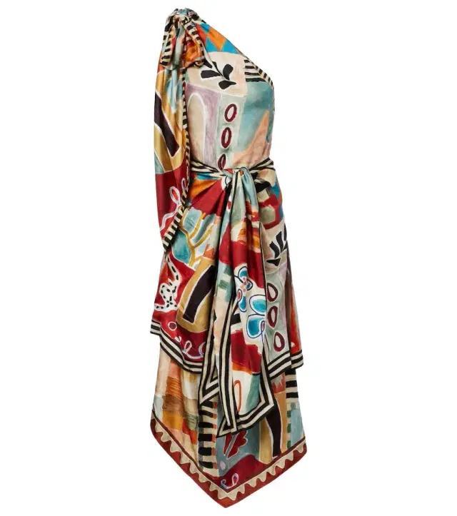 Alémais x LRNCE Michelle one-shoulder silk midi dress