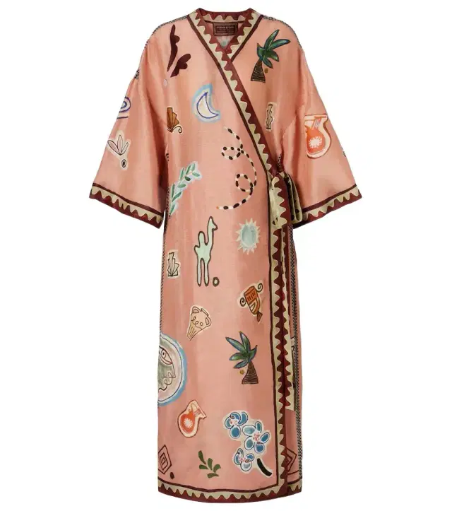 Alémais Linen and silk-blend wrap midi dress