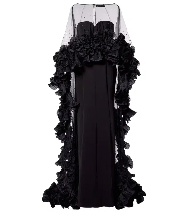 Jenny Packham Ruffled caped gown