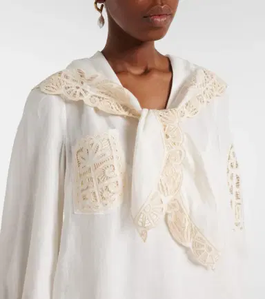 ALÉMAIS Alémais x LRNCE Rosemary embroidered linen midi dress | Thumbnail 4