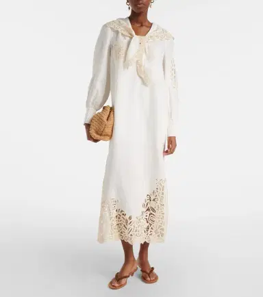 ALÉMAIS Alémais x LRNCE Rosemary embroidered linen midi dress | Thumbnail 5