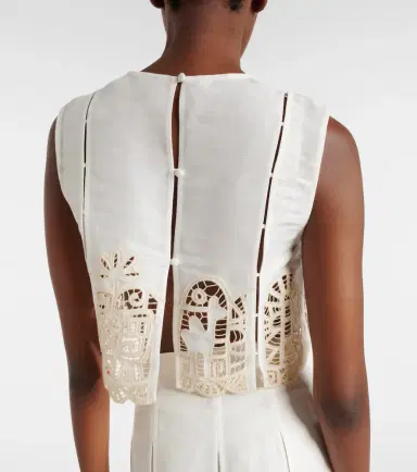 ALÉMAIS Alémais Rosemary embroidered linen-blend top | Thumbnail 2