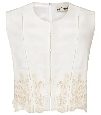ALÉMAIS Alémais Rosemary embroidered linen-blend top | Thumbnail 1