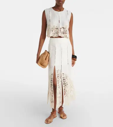 ALÉMAIS Alémais Rosemary linen-blend midi skirt | Thumbnail 2