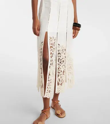 ALÉMAIS Alémais Rosemary linen-blend midi skirt | Thumbnail 6