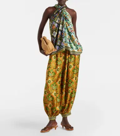 ALÉMAIS Alémais Cece floral silk tapered pants | Thumbnail 5