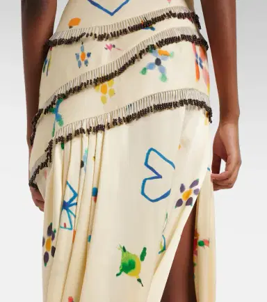 ALÉMAIS Alémais Sidi embellished linen-blend midi skirt | Thumbnail 4