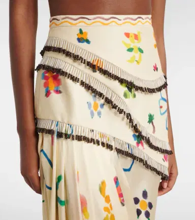 ALÉMAIS Alémais Sidi embellished linen-blend midi skirt | Thumbnail 5