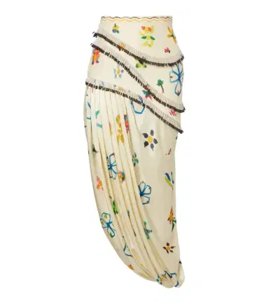 ALÉMAIS Alémais Sidi embellished linen-blend midi skirt | Thumbnail 1