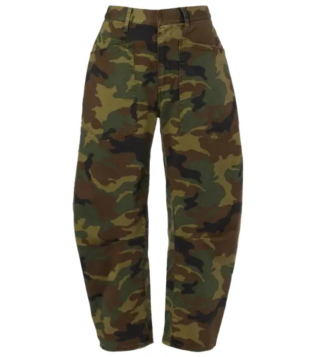 Shon camouflage barrel-leg pants