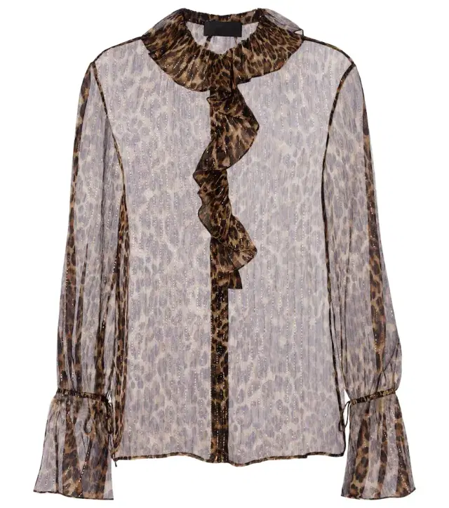 Cecily leopard-print silk-blend blouse