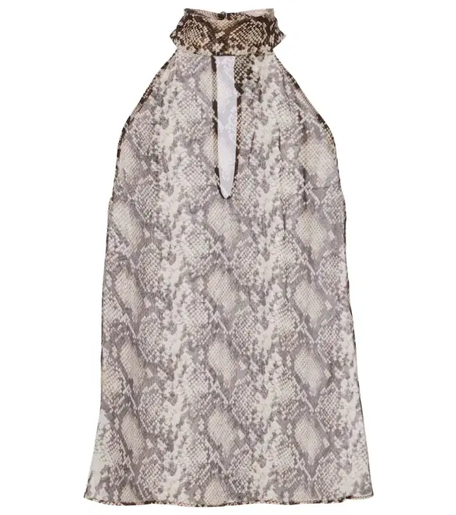 Alla snake-print halterneck silk top