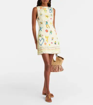 ALÉMAIS Alémais Sidi floral linen-blend minidress | Thumbnail 4