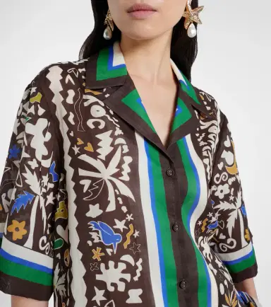 ALÉMAIS Alémais Maroc printed oversized ramie shirt | Thumbnail 2