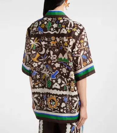 ALÉMAIS Alémais Maroc printed oversized ramie shirt | Thumbnail 3